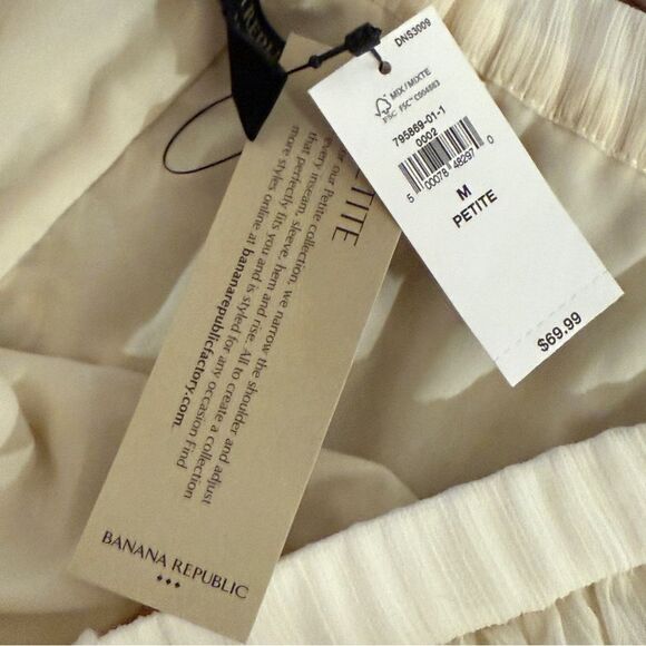 NWT Banana Republic Petite Ruched Mini Fit-And-Flare Skirt Cream M Petite - Picture 5 of 10